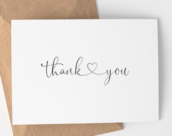 Simple Thank You Card: Minimalist Script, Kraft Envelope