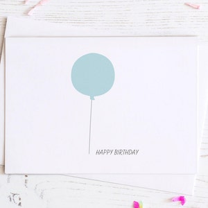 Verjaardag ballon Card | Verjaardag Card - Minimalist - Blue - Happy Birthday - Simple - Greeting Card