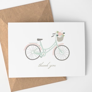 de remerciements | Merci - Vélo - Fleurs - Panier de fleurs - Simple - Merci - Merci - Cartes de voeux