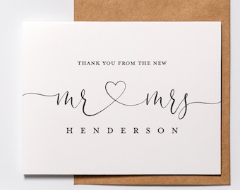 Personalized Wedding Thank You Cards: Heavy Card Stock, Kraft Envelopes