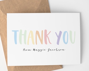 Personalized Kids Thank You Cards: Colorful Stationary