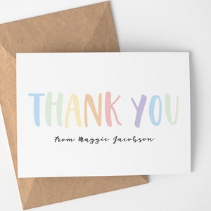 Personalized Kids Thank You Cards Customized Kids Stationary Children's Stationary Thank you Card Thank You Notes image 1