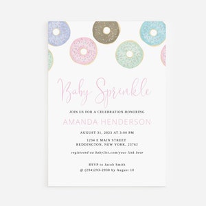 INSTANT DOWNLOAD - Baby Sprinkle Invitation - Baby Shower Invitation Template, Printable, DIY, Customizable Template, Custom - Donuts