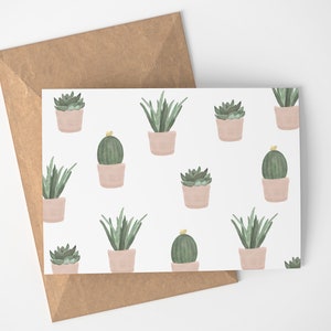 Cartes de note succulentes (fr) Cartes de note vierges - Cartes de poste - Cartes de vœux - Plantes succulentes roses