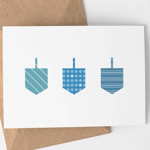 Carte De Hanukkah Happy Hanukkah - Joyeuses Fêtes - Carte de Vacances - Dreidels - Cartes de voeux