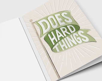 Green Flag Greeting Card: Does Hard Things - Encouragement Card