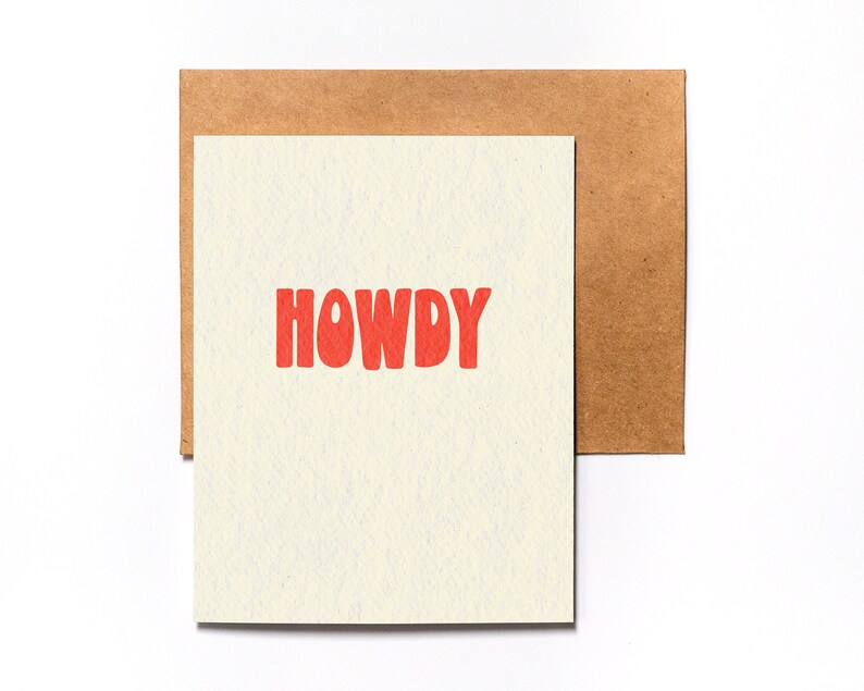 Howdy Greeting Card Just Because Minimalist Greeting Card Any Occasion image 2