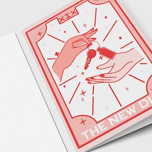 Tarot Wenskaart - The New Digs - Uniek - Nieuw adres - Huiseigenaren-We zijn verhuisd-Housewarming - Nieuwe start - Voor vriend - Verhuizen - Blanco