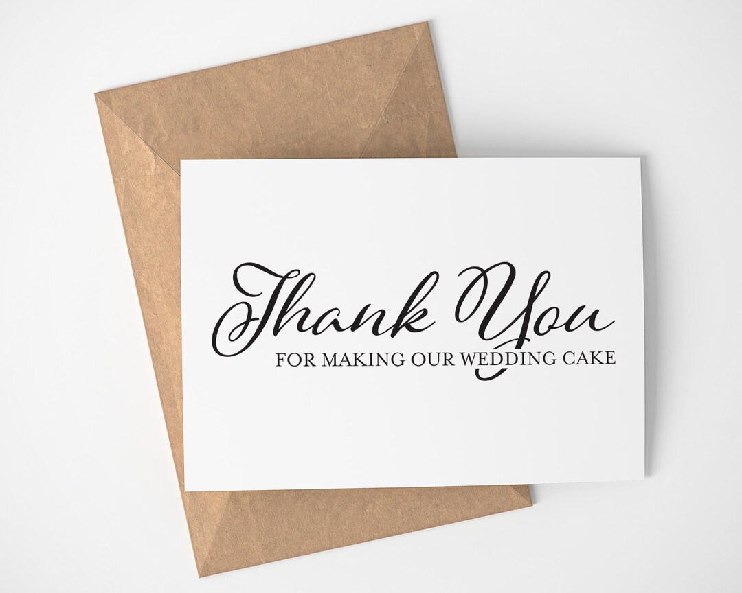 Wedding Cake Thank You Card: Kraft Envelope, Blank Inside - Etsy