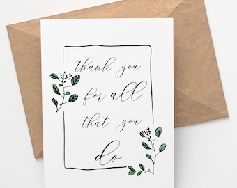 Thank You Card | Thank You For All That You Do - Pandemic Card - Social Distancing - Healthcare Workers - Doctors - Teachers - Friends