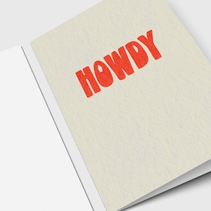 Howdy Greeting Card Just Because Minimalist Greeting Card Any Occasion image 1