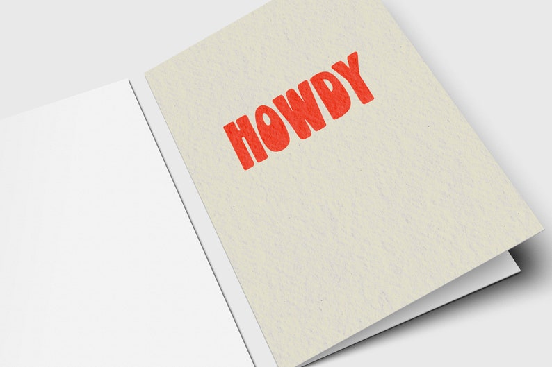 Howdy Greeting Card Just Because Minimalist Greeting Card Any Occasion image 1