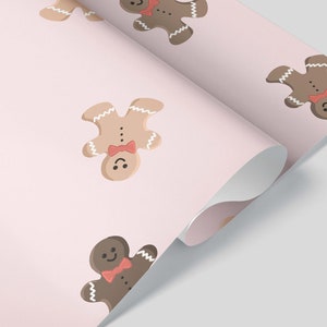 Gingerbread Wrapping Paper - Christmas Gift Wrap - Aesthetic Wrapping Paper - Packaging and Wrapping - Holiday Gift - Pink - Inclusive