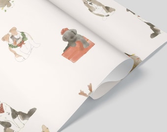Christmas Dogs Matte Wrapping Paper: Playful Holiday Puppies