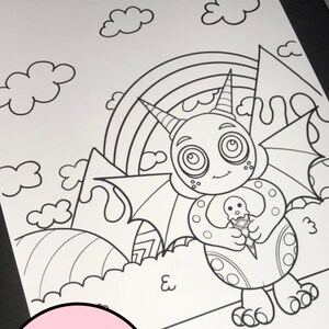 Ice cream monster kids colouring page digital pdf rainbow. | Etsy