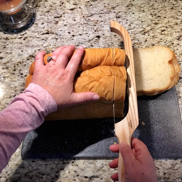 Ash wood bread knife, artisanal bread knife, bread knife, bread saw, bagel knife