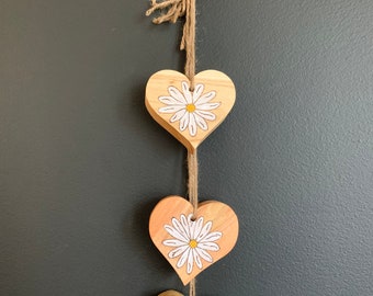 Bouquet of hearts, hanging hearts, wooden hanging hearts, wooden hearts, wall hearts, mobile wooden hearts, Christmas, gift