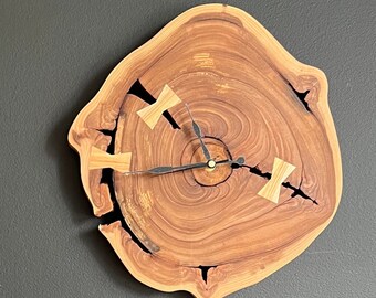 Orologio in legno di olmo/Orologio in legno/Orologio/Orologio da parete/Orologio rustico/Orologio fatto a mano