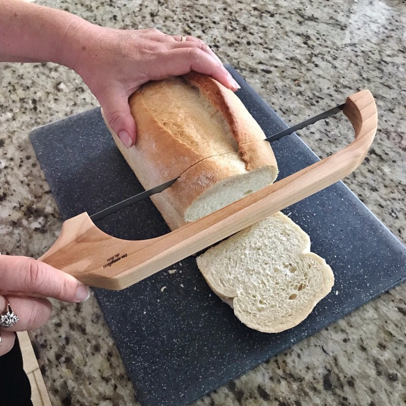 Nordic Foldable Bamboo/Plastic Bread Slicer Wood Cutter Toast Loaf