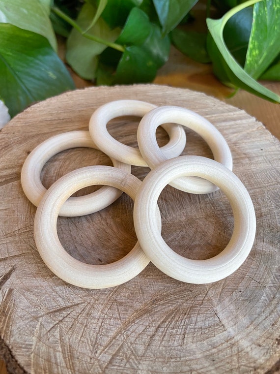 Set of 5 Wood Rings 2 Inch Wood Rings for Crafts 