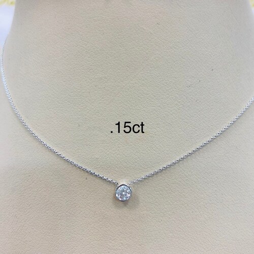 Shops APRIL BIRTHSTONE - Diamond bezel/.03ct-.50ct/necklace/floating/tiny/dainty/communion/confirmation gift/sweet sixteen/birthday