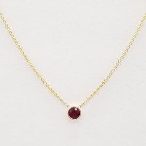 JULY BIRTHSTONE 14k RUBY solitaire necklace /birthday gift/anniversary gift image 2