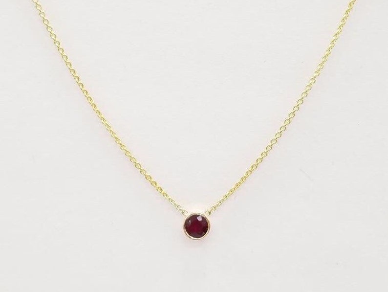 JULY BIRTHSTONE 14k RUBY solitaire necklace /birthday gift/anniversary gift image 2