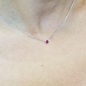 JULY BIRTHSTONE 14k RUBY solitaire necklace /birthday gift/anniversary gift image 1