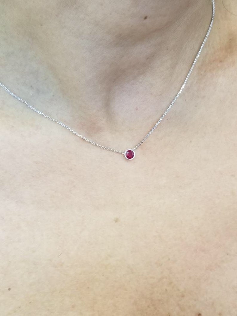 JULY BIRTHSTONE 14k RUBY solitaire necklace /birthday gift/anniversary gift image 1