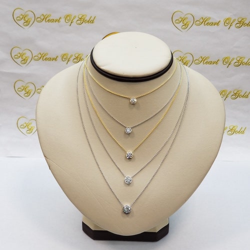 Shops APRIL BIRTHSTONE - Diamond bezel/.03ct-.50ct/necklace/floating/tiny/dainty/communion/confirmation gift/sweet sixteen/birthday