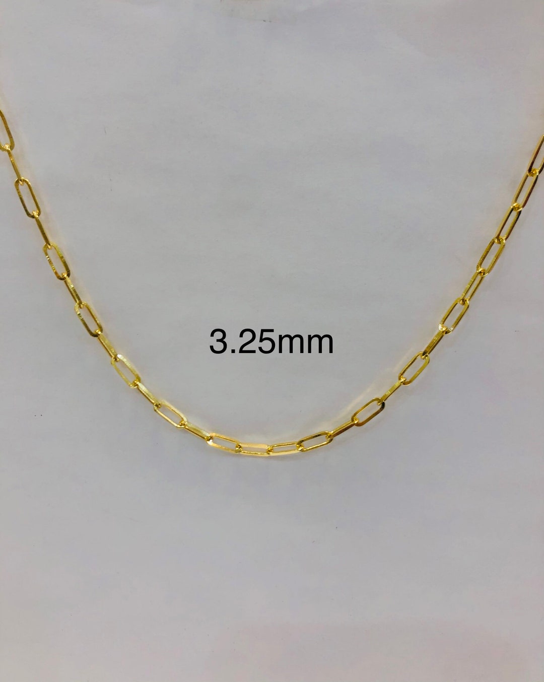 14k Gold Paper Clip Chain Necklace/3.25mm/dainty/thin/minimalist