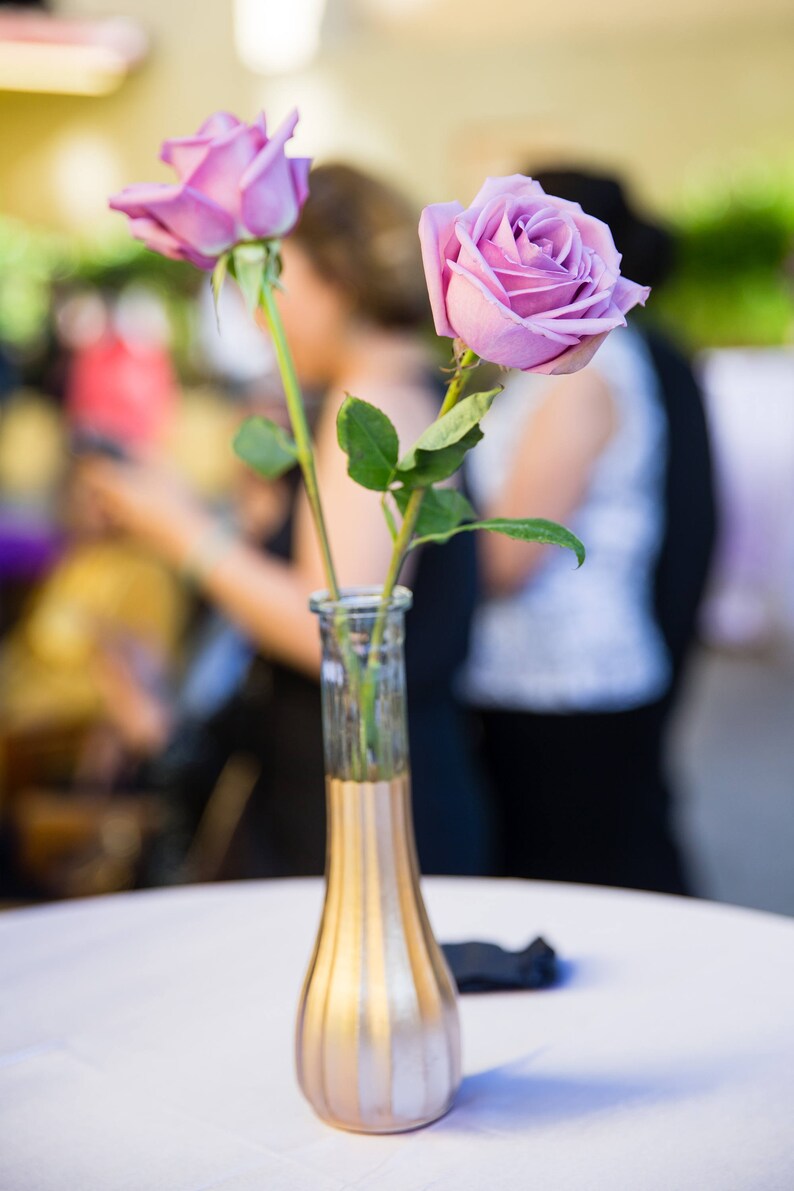 6 Gold Dipped Single Rose Vases Rose Centerpieces Single Etsy
