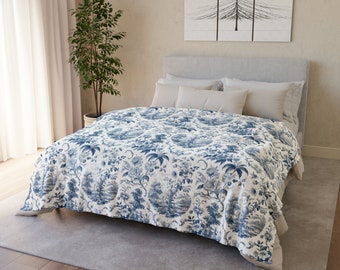 Manta de vellón de poliéster suave - Toile De Jouy - Inspiración francesa - Manta Cottagecore