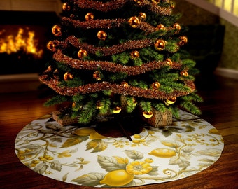 Gonna per albero rotonda - Ispirazione francese - Limoni e viti - Decorazione della fattoria - Cottagecore
