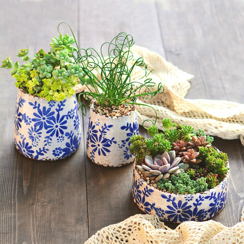 Set of 3 Japanese Style Ceramic Planter Set for Succulent Etsy