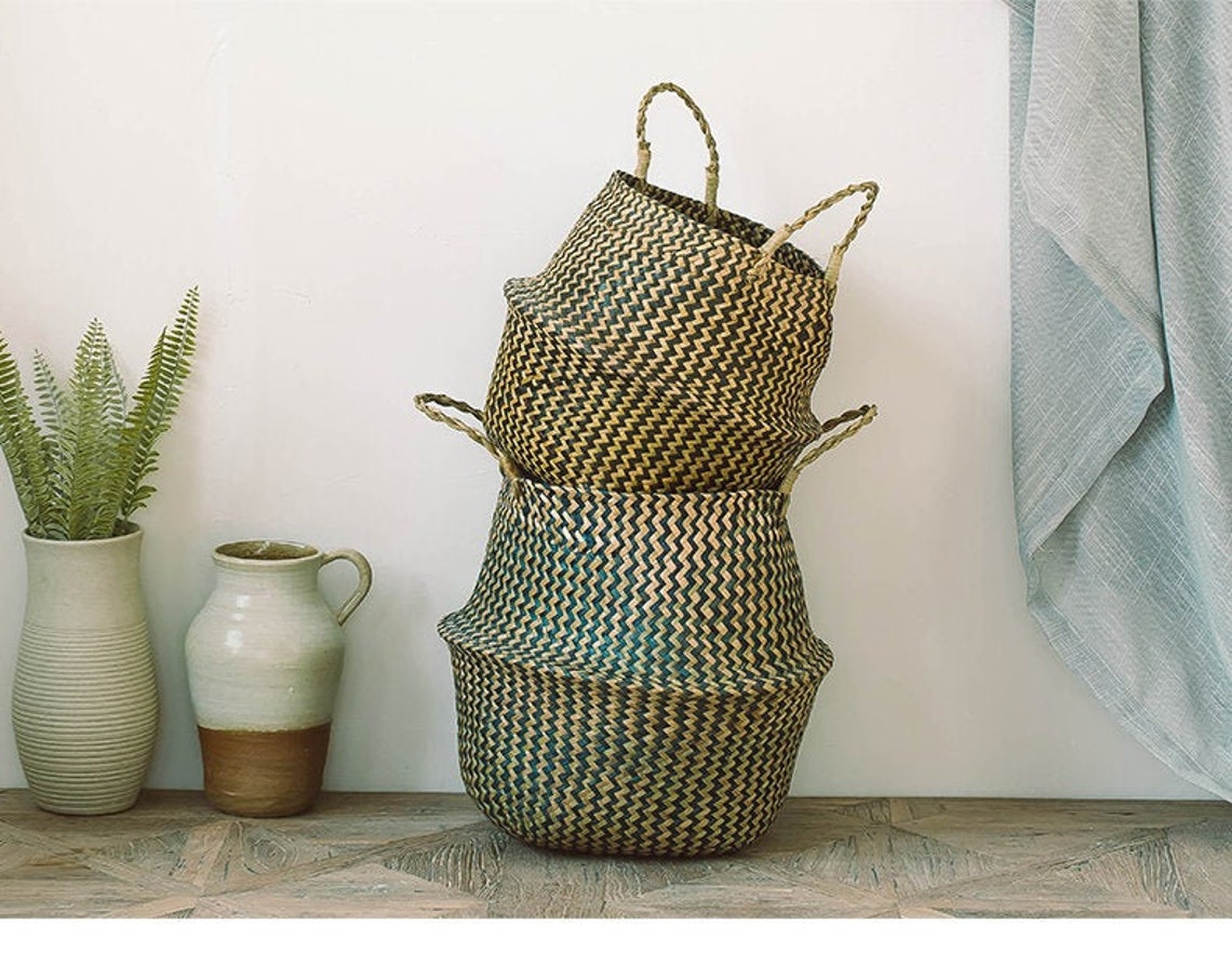 Kaufe 2 Get 1 Free Schwarzer Zickzack Großer Übertopfkorb | Etsy