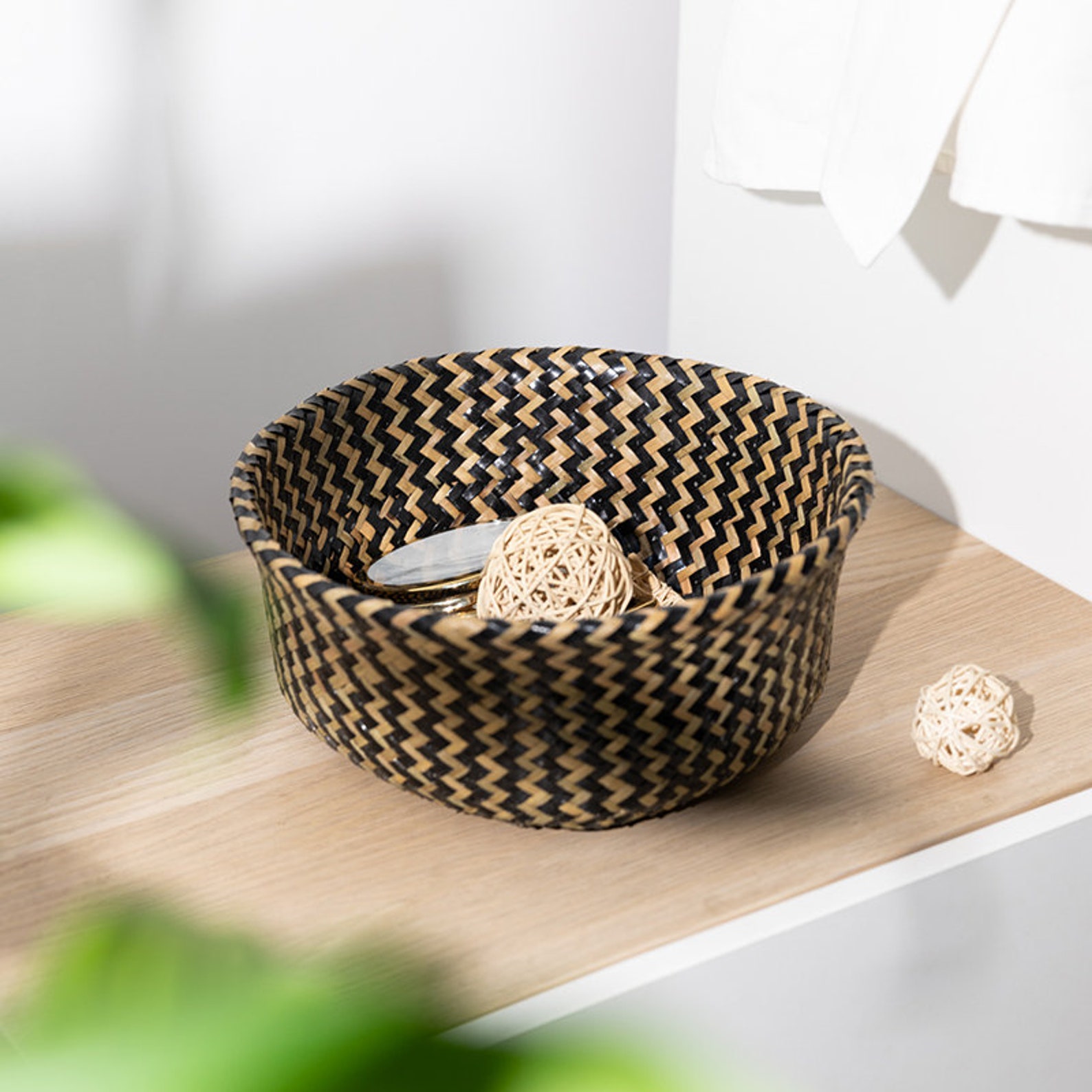 Kaufe 2 Get 1 Free Schwarzer Zickzack Großer Übertopfkorb | Etsy