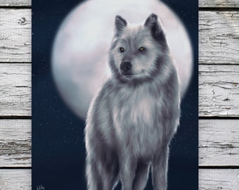 Wolf Art Print: Realistic Colored Pencil Style Wildlife Drawing
