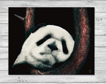 Sleeping Panda Art Print: Watercolor Nursery Wall Decor