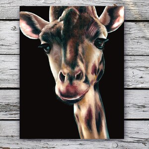 Art Print Giraffe Wall Art – Realistic Colored Pencil Wildlife Drawing – Nursery Decor & Animal Lover Gift