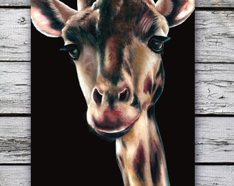 Impression d'art originale de girafe de la faune africaine