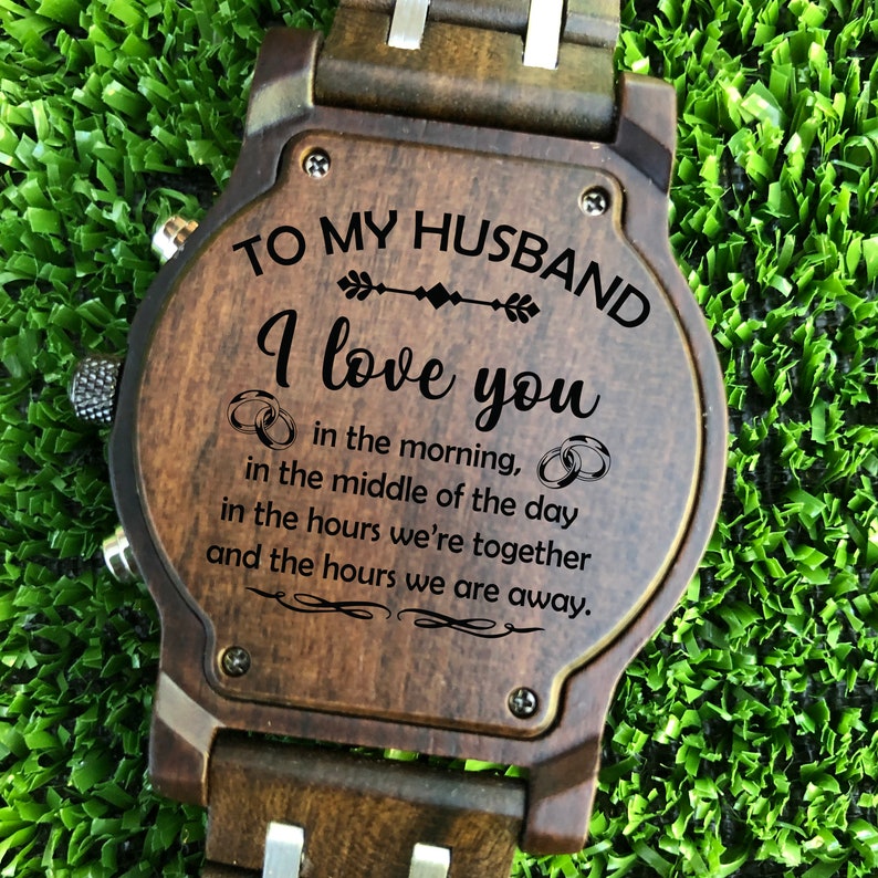 To My Husband Engraved Wood Watch for Husband Men Anniversary Etsy