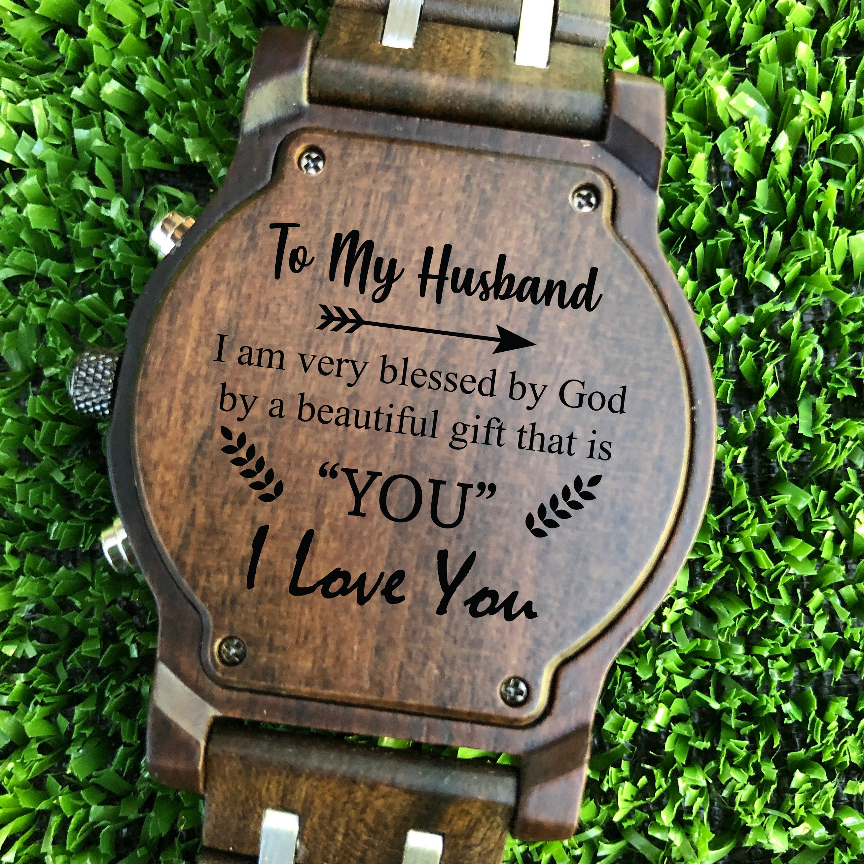 To My Husband Engraved Wood Watch for Husband Men Anniversary Etsy