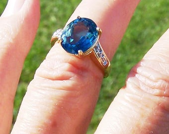 London Blue Topaz 4.50ct.14K Ring