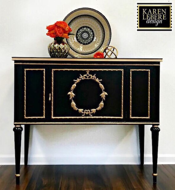 slim fit dress slacks Black & Gold Dresser – Luxe Lifestyles NYC Home