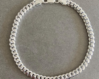 Sterling Silber Miami Panzerkette Armband - Sterling Silber
