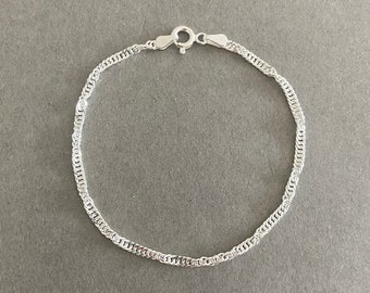 Sterling Silver Singapore Chain Bracelet - Sterling Silver