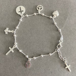 Sterling Silver Cross and more Chain Bracelet - Sterling Silver