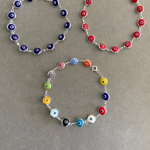 Sterling Silver Evil Eye Bracelet Chain Bracelet - Sterling Silver