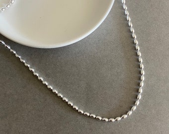 Sterling Silver Rice Bead Necklace Chain